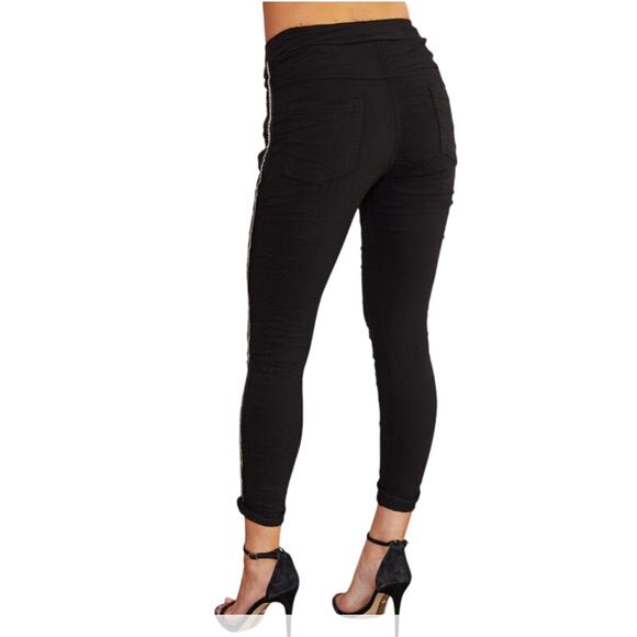 RHINESTONE SIDE STRIPE CRINKLE JOGGER 60679-60038 SMALL - Picture 3 of 6